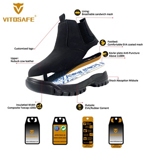 Pour VITOSAFE antistatique <span class=keywords><strong>Chelsea</strong></span> bottes de travail mode <span class=keywords><strong>nubuck</strong></span> cuir de vache sans lacet pour hommes et femmes pour l'hiver utilisation en usine - Product Image 3