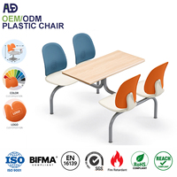 Ensemble table et chaises pour étudiants, mobilier de salle à manger fixe pour 4 personnes, pour la cafétéria du campus