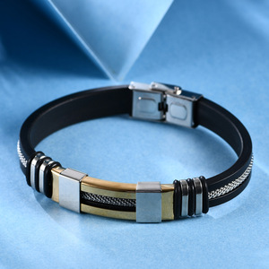 Bracelet en silicone avec boucle papillon en acier inoxydable, 12 mm, unisexe, bijoux cadeau, couleur acier noir doré - Product Image 2