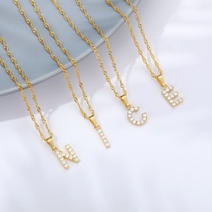 Collier de luxe en zircon avec initiale A-Z pour femme, pendentif lettre en acier inoxydable, bijoux ras-du-cou, cadeau, vente en gros - Product Image 5