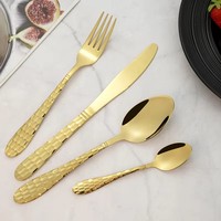 Ensemble de couverts en acier inoxydable avec poignée à motif cube d'eau Golden Spoon