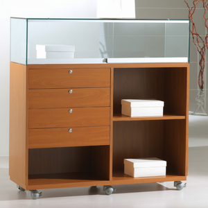 Organizzatore da Scrivania e Cassettiera LL 119x40xh120 cm OF12120B Colore Ciliegio con 4 Cassetti e Scomparto Aperto Bacheca da Banco - Product Image 1