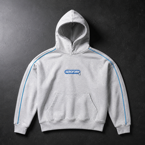 เสื้อฮู้ดดี้โอเวอร์ไซส์ผ้าคอตตอนหนา 450 กรัม สีเทา มีกระเป๋าจิงโจ้ แต่งขอบตัดสี สไตล์สตรีทแวร์ รับสกรีนโลโก้สำหรับผู้ชาย - Product Image 3