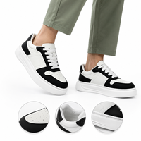 Baskets basses à plateforme épaisse avec embout perforé et lettres alphabétiques, noir et blanc, semelle antidérapante, chaussures décontractées pour hommes