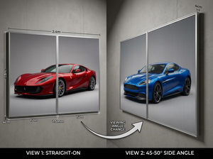 ผลิตในเยอรมนี จอแสดงผลเลนติกูลาร์แบบโมดูลาร์ Lentiprint ขนาด 240x180 ซม. 2 แผง 40 LPI แนวนอน กรอบสีเงิน ไม่มีขาตั้งพื้น - Product Image 3