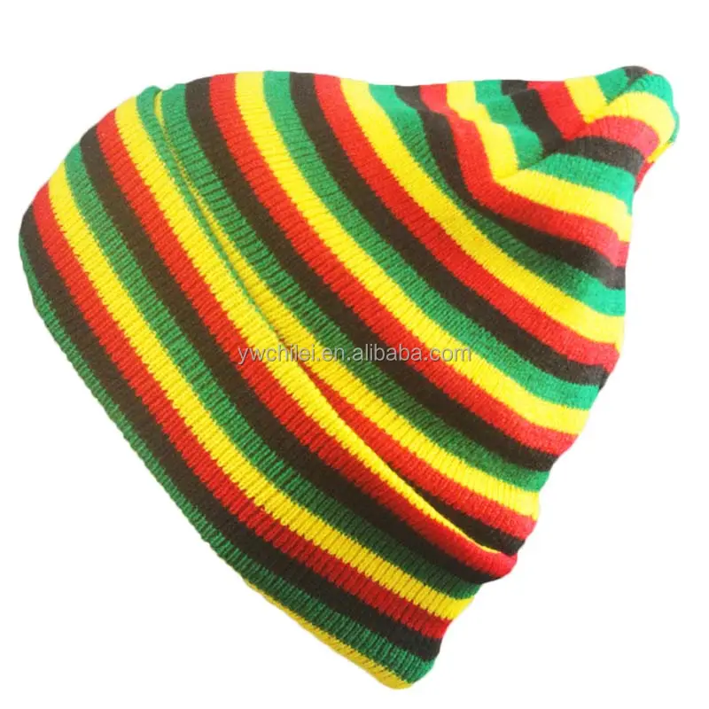 Jamaican Warm Winter Knit Ski Beanie Skull Slouchy Rasta Cap