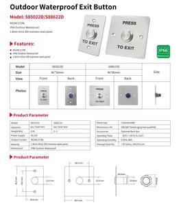 Outdoor Waterproof IP67 <strong>Access</strong> <strong>Control</strong> System Door Lock Release Open Press to Push <strong>Exit</strong> <strong>Button</strong> Switch - Product Image 2