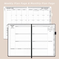 FIFUN Nouveau Planificateur 2026 – Journal transfrontalier, Carnet anglais A5, Couverture rigide en cuir, Reliure thermique, 80 feuilles, Calendrier numérique