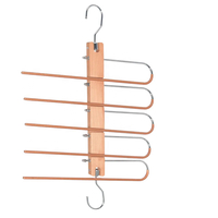 Organisateur de cintre en tissu de garde-robe magique en bois et métal 5 en 1 pour pantalon jupe écharpe