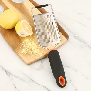 Stainless steel grater for cheese and lemon with plastic handle