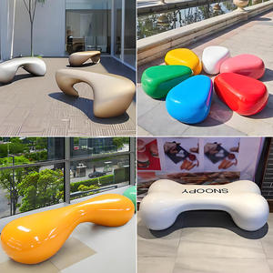 Banc de repos pour chien en fibre de verre FRP, chaises irrégulières pour centres commerciaux, chaises d'attente pour espaces publics intérieurs, personnalisables - Product Image 3