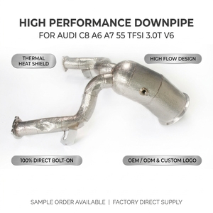 Tubería de Escape de Alto Flujo con Protección Térmica Vortex para Audi C8 A6 A7 55 TFSI 3.0T V6, Sistema de Tuberías de Escape de Acero Inoxidable - Product Image 1