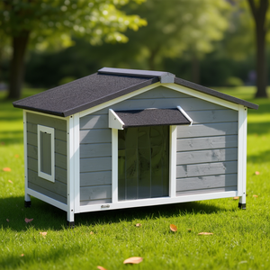 Cuccia per Cani in Legno da Esterno, Taglia Media, con Chiusura a Spinta, Stile Classico, Per Tutte le Stagioni - Product Image 2