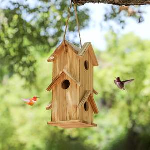 Casetta per Uccelli in Legno a <span class=keywords><strong>3</strong></span> Piani da Appendere all'Esterno con Foro d'Ingresso da 1,41 Pollici Rifugio per Nidi di Uccelli - Product Image 5