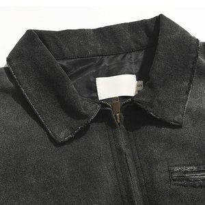 Clothing Manufacturer Custom Wholesale Streetwear Vintage Washed Distressed Ripped Cropped Detroit <strong>Work</strong> <strong>Jacket</strong> - Product Image 4