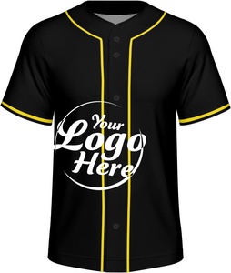 Chemise d'athlète pour hommes, maillot de baseball, chemises unies, t-shirt décontracté boutonné à manches courtes, uniforme sportif S, noir _ vêtements - Product Image 2