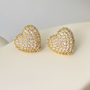 Pendientes de Corazón de Cobre Modernos ZC con Circonita para Mujer, Regalo de Boda o Fiesta de Compromiso, Latón Chapado en Oro de 18K y Rodio - Product Image 4