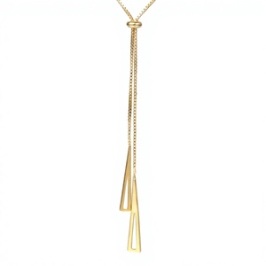 Collar con Colgante Geométrico Extensible de Plata de Ley 925 Chapado en Oro, Cadena para Mujer, Joyería de Regalo - Product Image 4