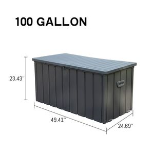 Large 100-Gallon Outdoor <b>Storage</b> Deck <b>Box</b> Waterproof Patio <b>Storage</b> Bin for Cushions Throw Pillows Garden Tools <b>Lockable</b> (Dark - Product Image 3