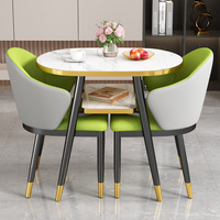 Mesa de Negociación para Conferencias y Combinación de Sillas, Mesa de Comedor Circular Pequeña para Recepción, Oficina, Cafetería
