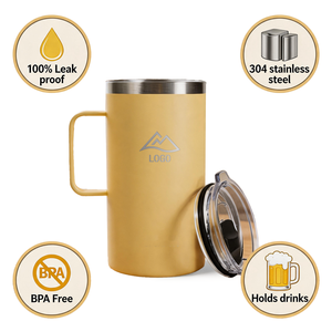 Venta al por Mayor de <span class=keywords><strong>Tazas</strong></span> de Café de Acero Inoxidable Aisladas de 12oz/16oz con Asa, Vaso Térmico de Viaje, Logotipo Personalizado, Proveedor OEM de Fábrica - Product Image 1