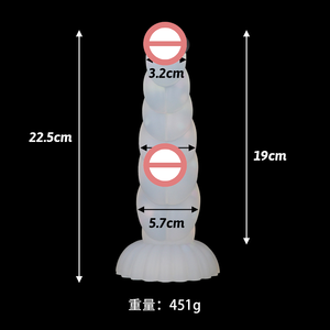 Glow-in-the-dark tahan air memutar silikon Butt Plug bentuk khusus krisan desain 13.8x3.4cm SM mainan untuk masturbasi - Product Image 4