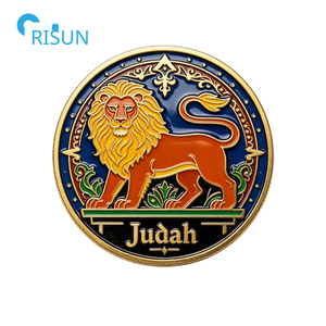 Pièce commémorative personnalisée du Lion de Juda, symbole religieux du judaïsme, avec inscription de la foi de Josué, jeton, médaillon, pièce de défi personnalisée du Lion de Juda - Product Image 5