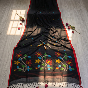 ผ้าส่าหรีแบบดั้งเดิมของชาวชาวมุสลิม (Jamdani Saree) ผ้าฝ้ายทอมืออย่างประณีต ชุดพื้นเมืองที่สง่างาม ผ้าส่าหรีอินเดียสำหรับผู้หญิง - Product Image 2