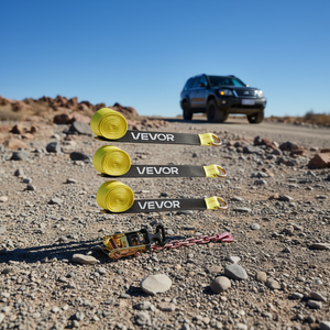 Kit de amarre con trinquete Vevor, correa de nailon con capacidad de rotura de 10009 libras y anillo en D para recuperación de automóviles, SUV, ATV y motos de nieve. - Product Image 2