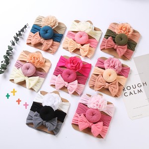 Solid Color Soft Nylon Elastic Baby <b>Bows</b> Headband Set Knotted <b>Newborn</b> Baby & Girl Hair Accessories - Product Image 1