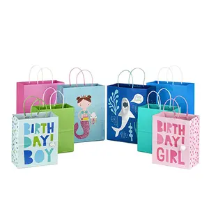 Diskon Besar-besaran Tas Kraft Cetak Kustom Cocok untuk Pesta Ulang Tahun Kerajinan Hadiah Tas Kertas Baby Shower