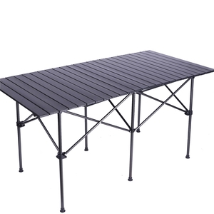 Mesa enrollable de madera de aluminio para exteriores, mesa plegable Ajustable de alta altura para Picnic - Product Image 4