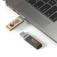 Flash Drive USB 2.0 Kayu Logam Ramah Lingkungan Baru 64GB/32GB/16GB Kecepatan Tinggi Bersertifikasi CE/RoHS Retensi Data 10 Tahun UM218 Slim