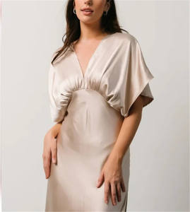 Primavera nuovo dolce moda <span class=keywords><strong>abito</strong></span> da sera comodo <span class=keywords><strong>abito</strong></span> da sera a manica corta <span class=keywords><strong>abito</strong></span> <span class=keywords><strong>Midi</strong></span> in raso testurizzato - Product Image 3