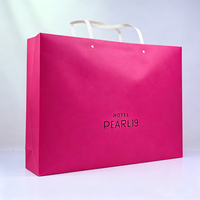 Sac en papier cosmétique écologique avec cordon de serrage, poignée en plastique, pour parfums, chaussures, lotions, maquillage, couleur magenta