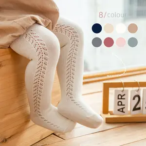 Spanish best Quality breathable Princess open work loop Soft Combed Cotton baby leggings pants tights for girls