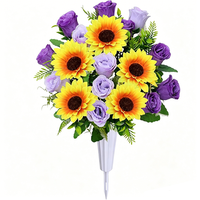 Bouquet de roses bleues artificielles avec des marguerites blanches et des feuilles vertes, fleurs en plastique pour la maison, le mariage, la décoration du jardin