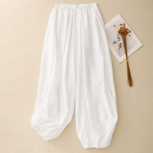 Nuovi Pantaloni Balloon Scimitar Estivi 2026 in Cotone e <span class=keywords><strong>Lino</strong></span>, Stile Francese Chic, Larghi a Lanterna, Taglie Forti, <span class=keywords><strong>Verde</strong></span> Salvia - Product Image 6
