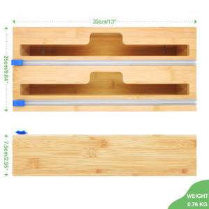 Dispensadores de Papel Film de Bambú Modernos Personalizados al por Mayor, 2 en 1, Cajones de Almacenamiento de Papel de Aluminio, Rectangulares, para Cocina - Product Image 2