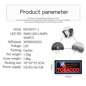 Intérieur Vente au détail 12*24 pouces Business TOBACCO Accessories Smoking Shop Sign, Publicité Light Animated Signs - Product Image 2