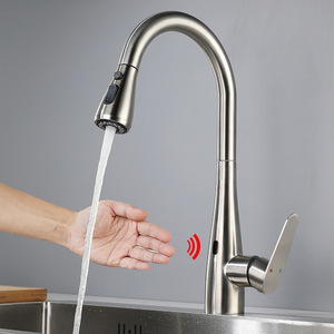Stainless Steel Sensor Kitchen Faucet Single Handle Deck Mounted Modern Ceramic Valve Core YQ50005F - Product Image 1