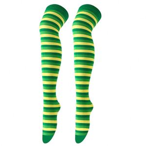 Décoration de fête <span class=keywords><strong>Saint</strong></span> <span class=keywords><strong>Patrick</strong></span> Irlande vert rayé décoration de dame bas rayés femmes cuisse chaussettes hautes pour filles femmes - Product Image 4