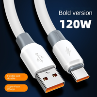 Vente en gros 120W Cordon de charge rapide TPE Accessoires mobiles OD 0.6MM Câble de chargeur épaissi pour Smartphone Tablettes