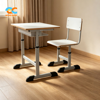 Ensemble de mobilier de classe en métal blanc réglable en hauteur, de qualité supérieure, avec bureau et chaise d'étude durables pour étudiants, conception OEM