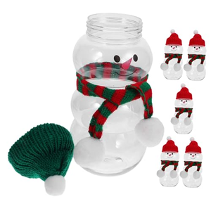Vaso de Té con Leche de Navidad con Diseño de Muñeco de Nieve, Botella de Plástico PET Desechable, Botella de Jugo, Contenedor para Bebidas Frías, Forma Circular, Decorativo y Creativo - Product Image 1