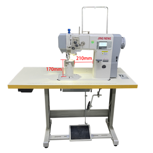 Máquina de coser industrial de doble aguja con alimentación por botón JN5-2, máquina de coser de poste con alimentación por rodillo para calzado - Product Image 1