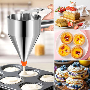 Cozinhar Funil Com Rack Aço Inoxidável Cone Bolo Panqueca Batter Dispenser Octopus Ball Funil com 4pcs Silicone Bicos - Product Image 2
