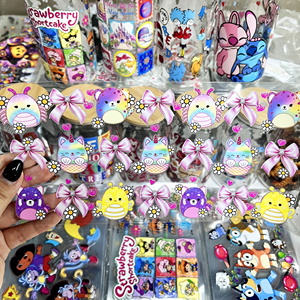 Pellicole DTF personalizzate per tazze: trasferimenti UV lucidi di alta qualità con colori brillanti per bicchieri in vetro trasparente - Product Image 1