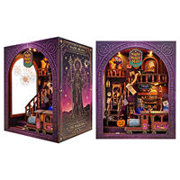 Kit de Bricolage Tarot Magique en Bois pour Coin de Lecture, Modèle Night Magic Mall, Puzzle 3D, Insert de Présentoir pour Maison de Poupées Miniature avec Lumière LED, Cadeaux