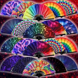 Big Kung Fu Bamboo Hand Fan Eco-Friendly and Glowing Under UV Light Hand Painted Techniques - Product Image 1